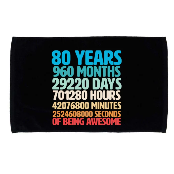 80 Years Of Being Awesome 80th Birthday Time Breakdown Microfiber Hand Towel