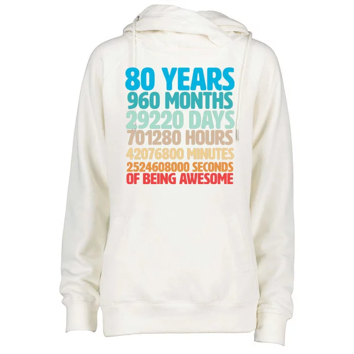 80 Years Of Being Awesome 80th Birthday Time Breakdown Womens Funnel Neck Pullover Hood