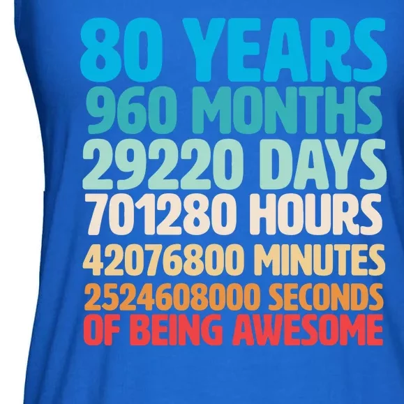 80 Years Of Being Awesome 80th Birthday Time Breakdown Ladies Essential Flowy Tank