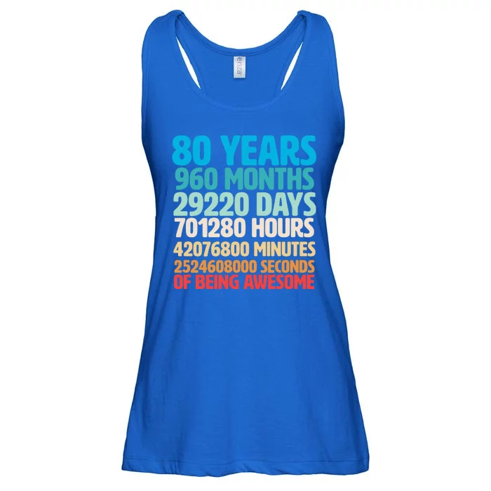 80 Years Of Being Awesome 80th Birthday Time Breakdown Ladies Essential Flowy Tank