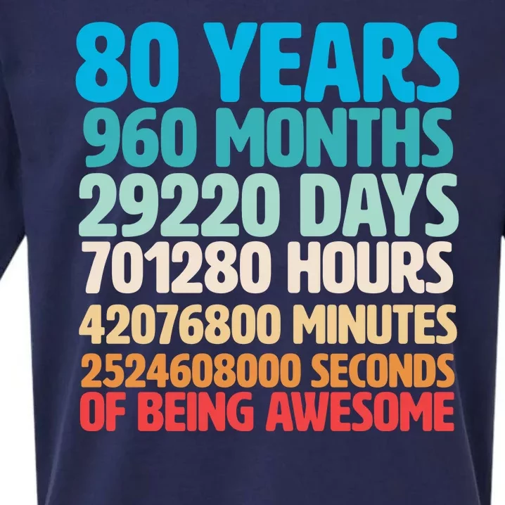 80 Years Of Being Awesome 80th Birthday Time Breakdown Sueded Cloud Jersey T-Shirt