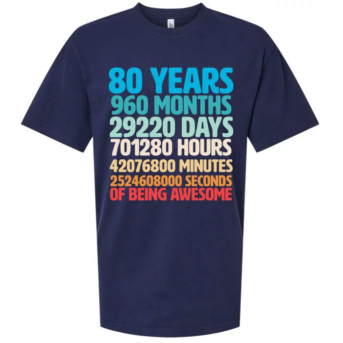 80 Years Of Being Awesome 80th Birthday Time Breakdown Sueded Cloud Jersey T-Shirt