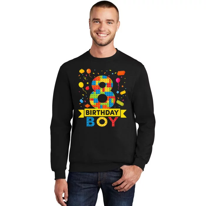 8 Year Old Building Blocks 8th Birthday Tall Sweatshirt