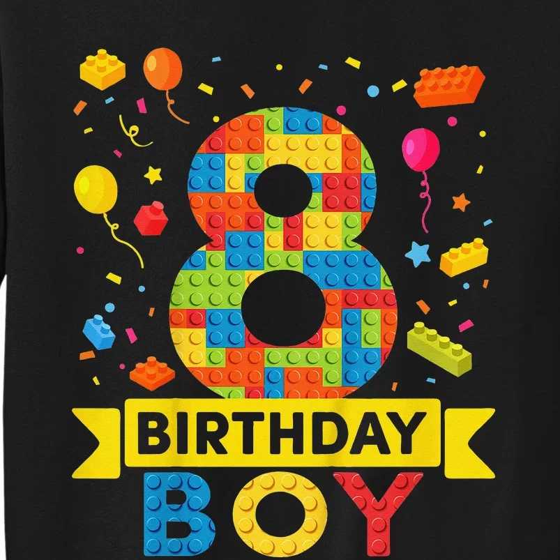 8 Year Old Building Blocks 8th Birthday Tall Sweatshirt