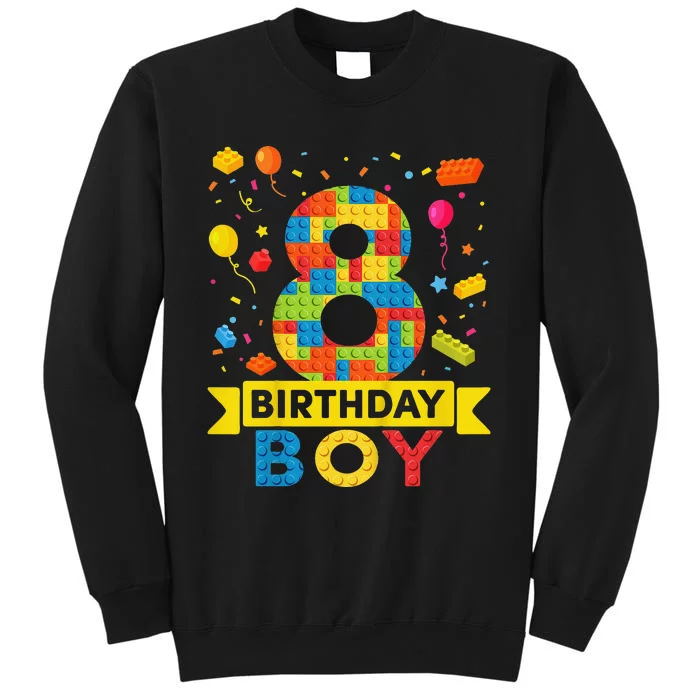 8 Year Old Building Blocks 8th Birthday Tall Sweatshirt