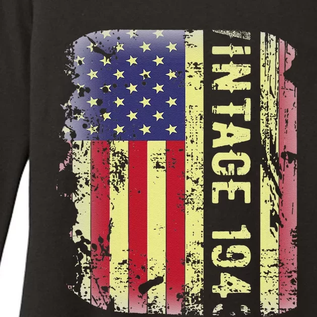 80 Year Old Gifts Vintage 1943 American Flag 80th Birthday Cute Womens CVC Long Sleeve Shirt