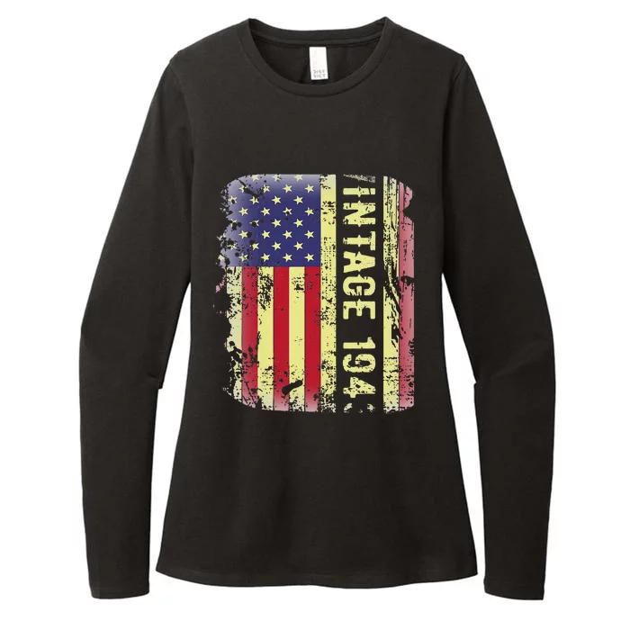 80 Year Old Gifts Vintage 1943 American Flag 80th Birthday Cute Womens CVC Long Sleeve Shirt