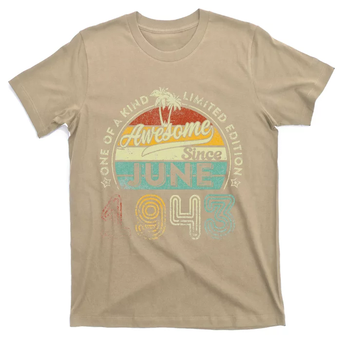 80 Year Old Awesome Since June 1943 80th Birthday T-Shirt