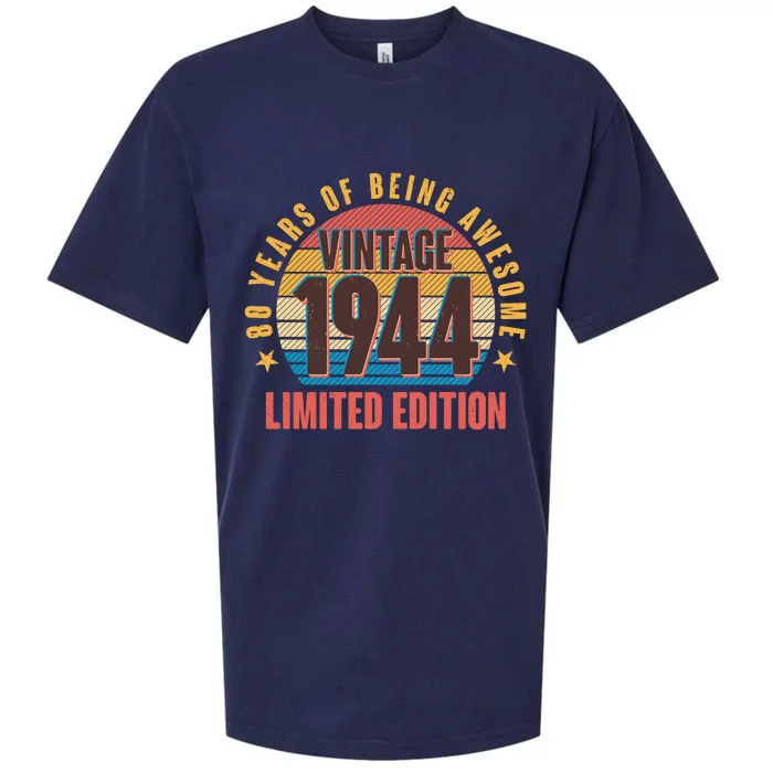 80 Years Of Being Awesome 1944 Limited Edition Vintage Retro Sueded Cloud Jersey T-Shirt