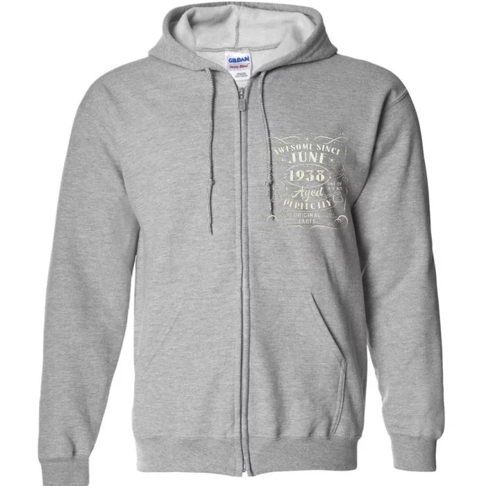 85 Year Old Awesome Since June 1938 85th Birthday Full Zip Hoodie