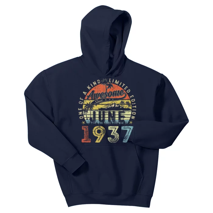 86 Year Old Awesome Since June 1937 86th Birthday Kids Hoodie