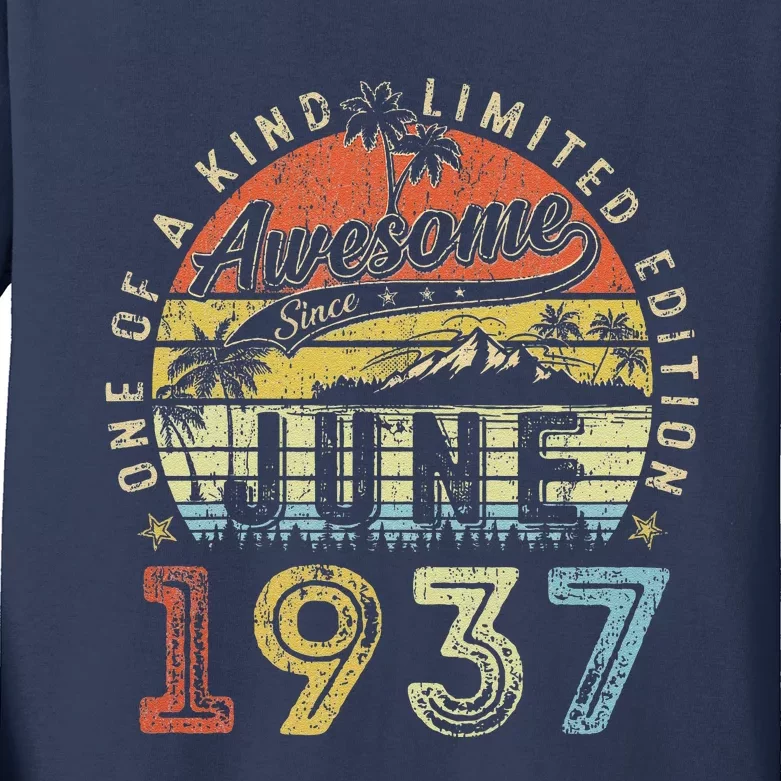 86 Year Old Awesome Since June 1937 86th Birthday Kids Long Sleeve Shirt