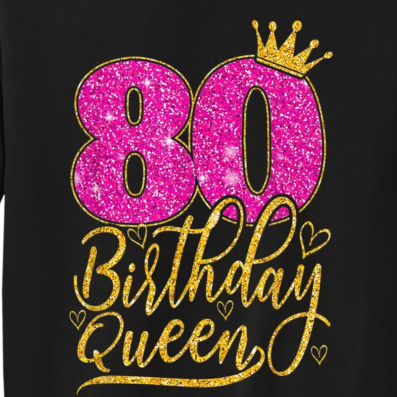 80 Year Old Gifts 80th Birthday Queen Diamond Crown Pink Tall Sweatshirt