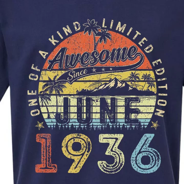 87 Year Old Awesome Since June 1936 87th Birthday (1) Sueded Cloud Jersey T-Shirt