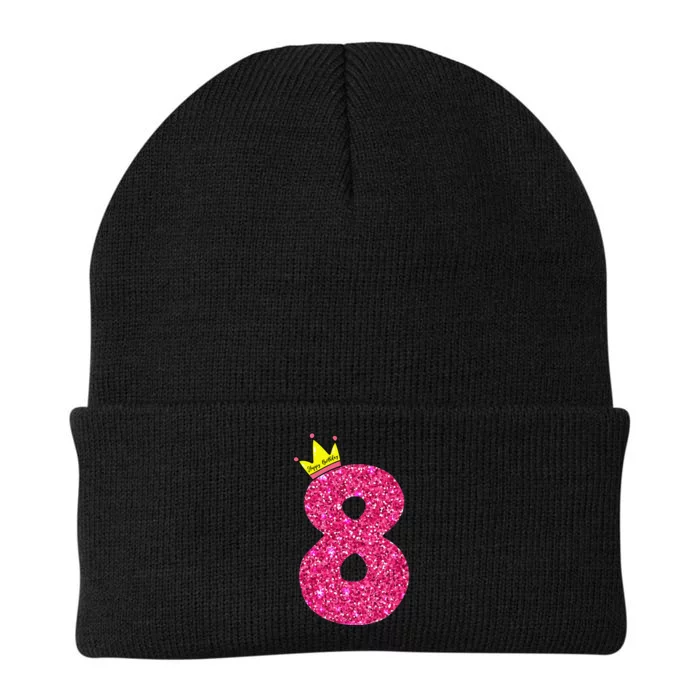 8 Year Old 8th Birthday Pinks Princess Gold Crown Knit Cap Winter Beanie