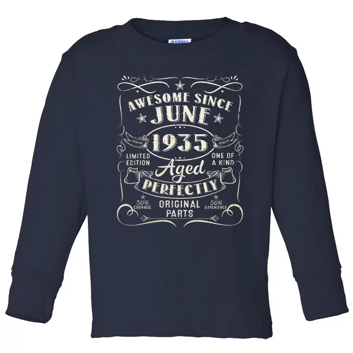 88 Year Old Awesome Since June 1935 88th Birthday Toddler Long Sleeve Shirt