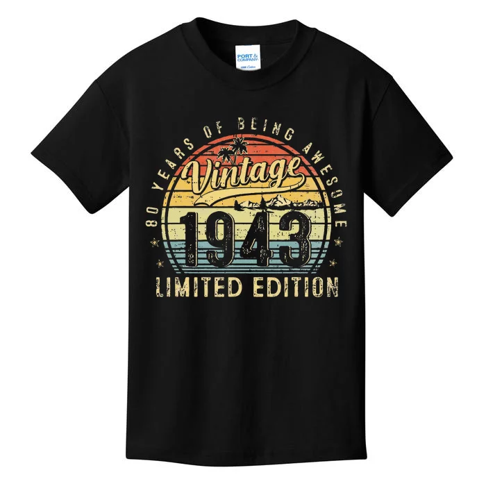 80 Year Old Vintage 1943 Limited Edition 80th Birthday Gifts Kids T-Shirt