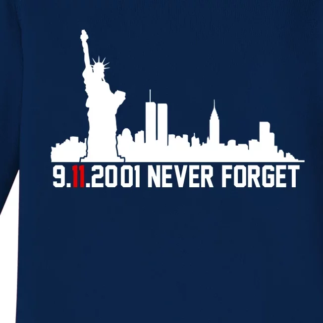 9-11-2001 Never Forget September 11th Baby Long Sleeve Bodysuit