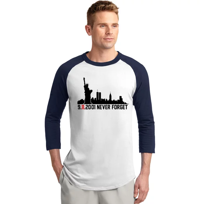 9-11-2001 Never Forget September 11th Baseball Sleeve Shirt