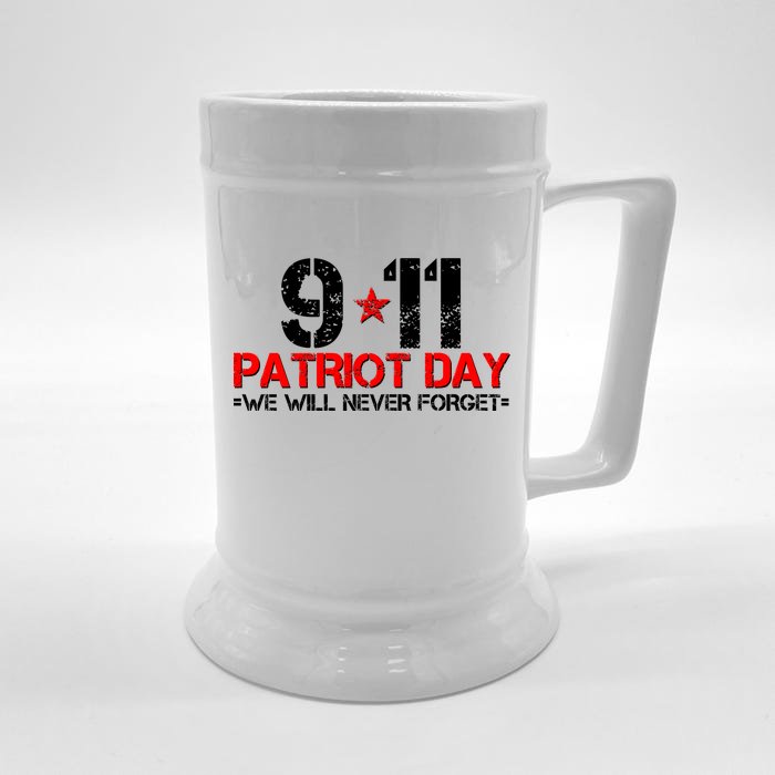 9-11 Patriot Day We Will Never Forget Front & Back Beer Stein