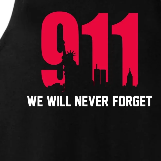 9-11 We Will Never Forget Ladies Tri-Blend Wicking Tank