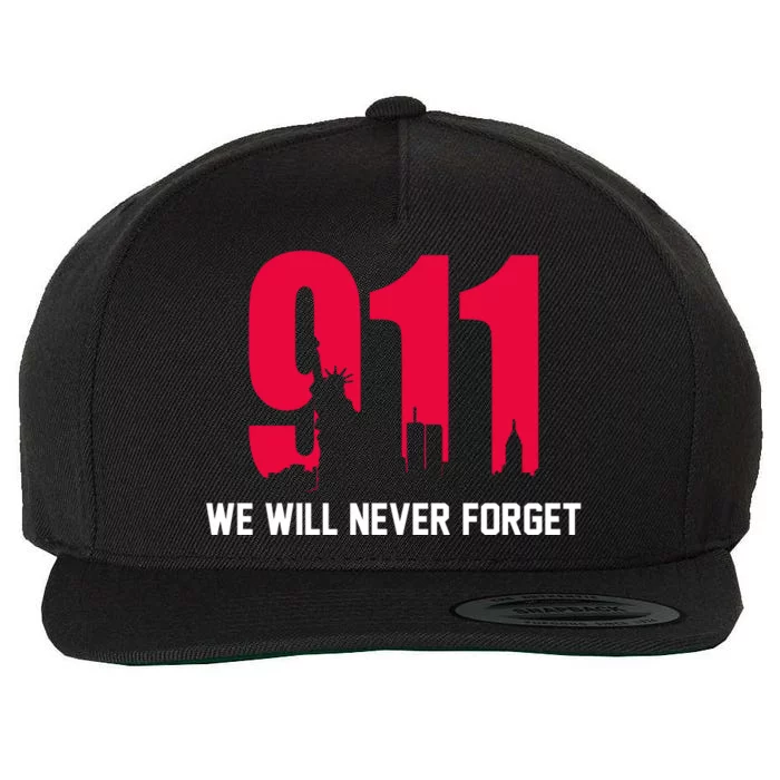 9-11 We Will Never Forget Wool Snapback Cap