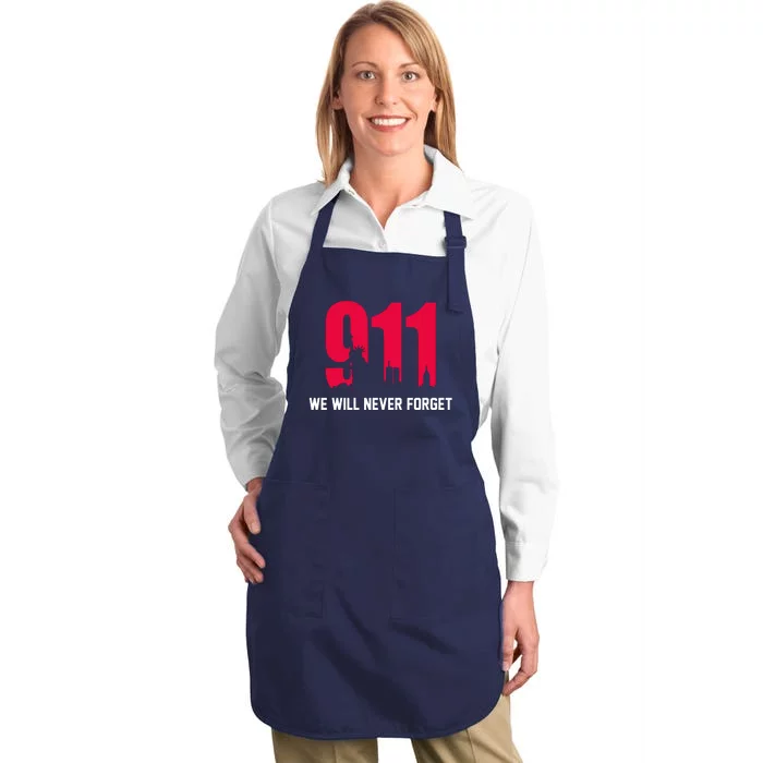 9-11 We Will Never Forget Full-Length Apron With Pocket