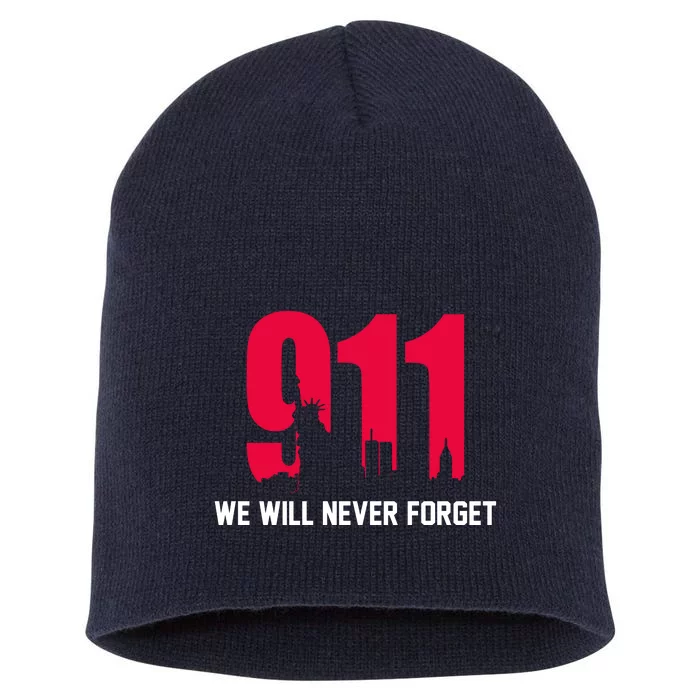 9-11 We Will Never Forget Short Acrylic Beanie