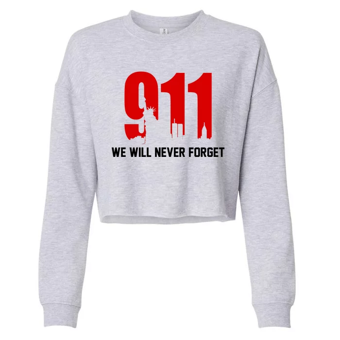 9-11 We Will Never Forget Cropped Pullover Crew