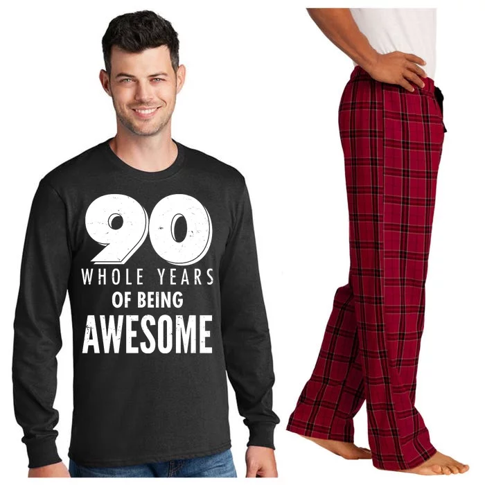 90 Whole Years of Being Awesome Birthday Long Sleeve Pajama Set