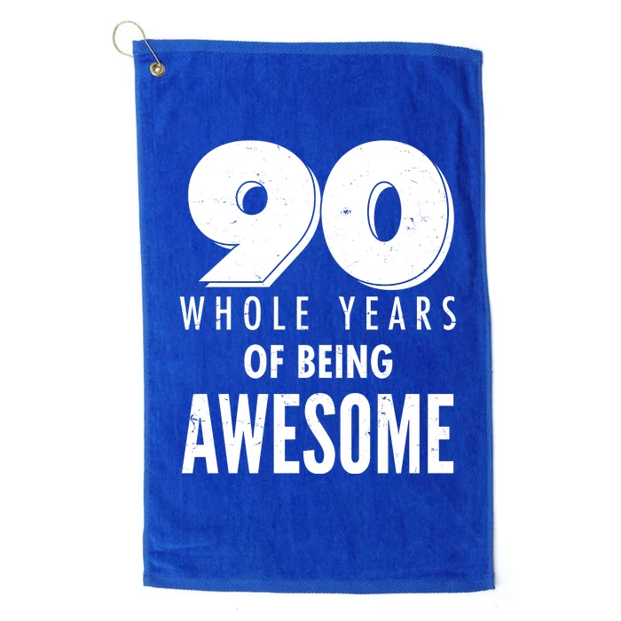 90 Whole Years of Being Awesome Birthday Platinum Collection Golf Towel