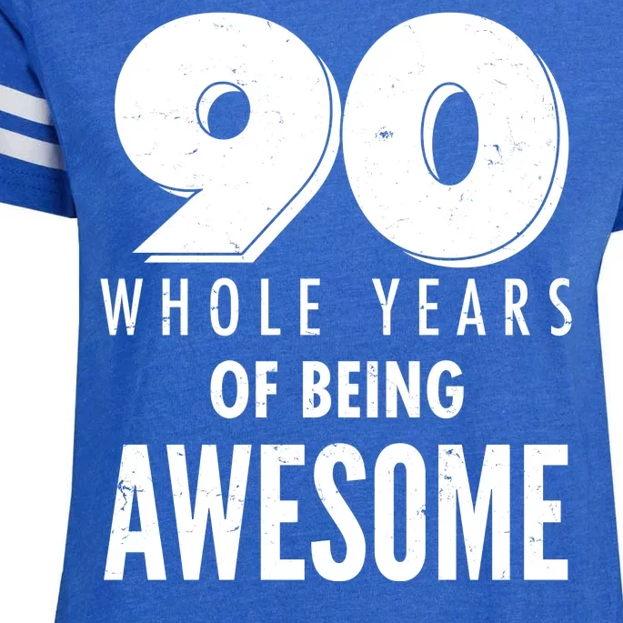 90 Whole Years of Being Awesome Birthday Enza Ladies Jersey Football T-Shirt