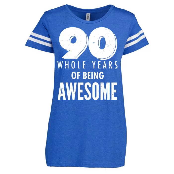 90 Whole Years of Being Awesome Birthday Enza Ladies Jersey Football T-Shirt