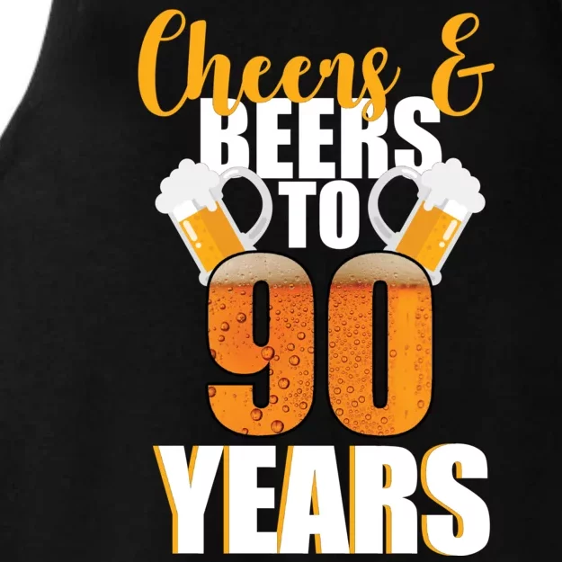 90th Birthday Cheers & Beers To 90 Years Ladies Tri-Blend Wicking Tank