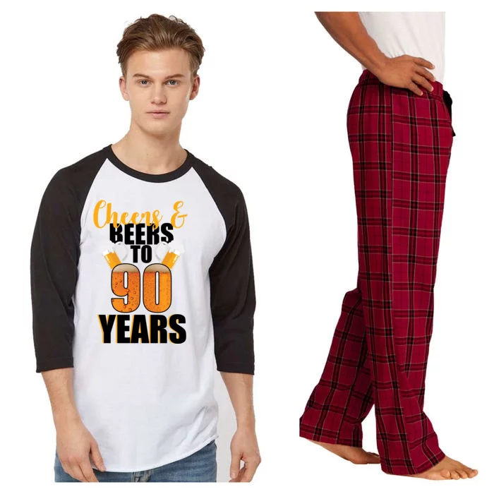 90th Birthday Cheers & Beers To 90 Years Raglan Sleeve Pajama Set