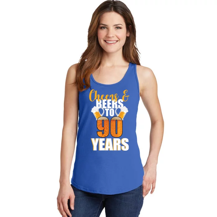 90th Birthday Cheers & Beers To 90 Years Ladies Essential Tank