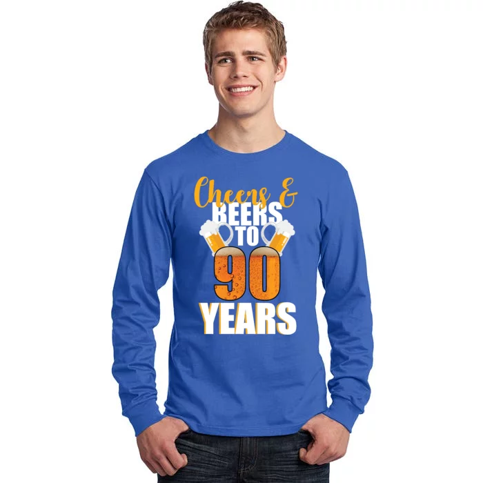 90th Birthday Cheers & Beers To 90 Years Tall Long Sleeve T-Shirt