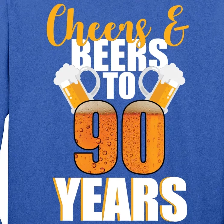 90th Birthday Cheers & Beers To 90 Years Tall Long Sleeve T-Shirt