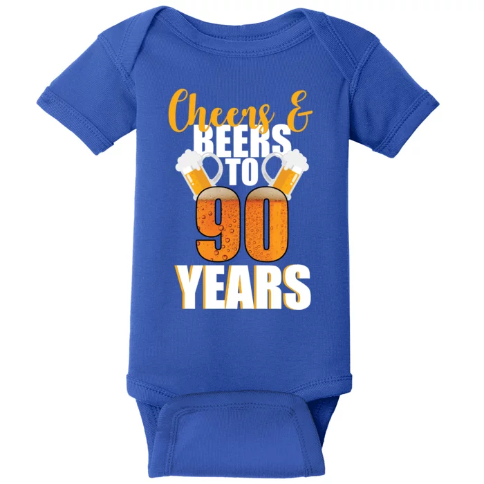 90th Birthday Cheers & Beers To 90 Years Baby Bodysuit