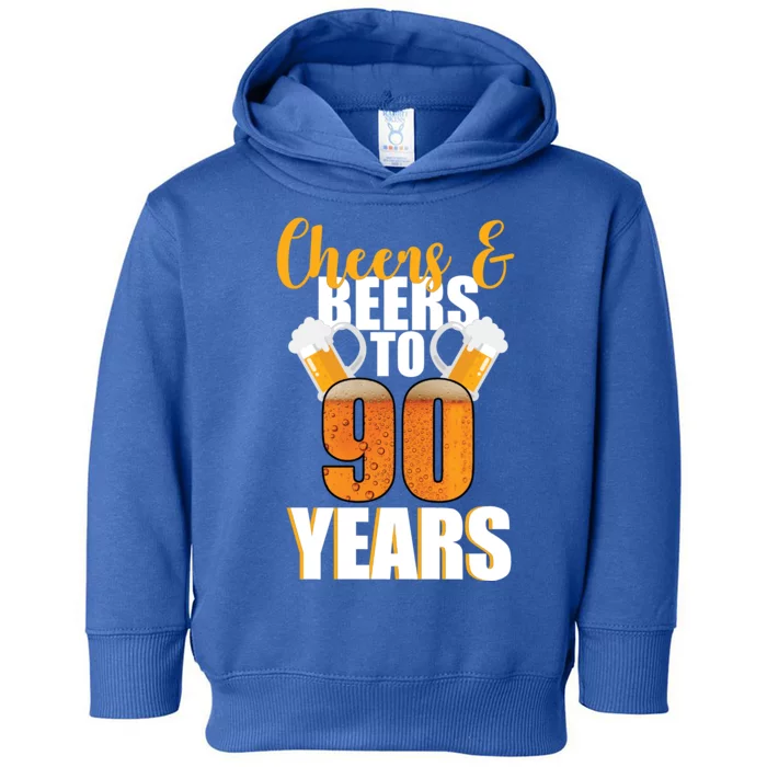 90th Birthday Cheers & Beers To 90 Years Toddler Hoodie