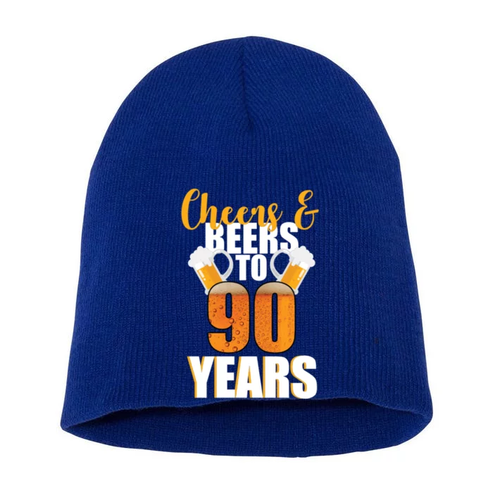 90th Birthday Cheers & Beers To 90 Years Short Acrylic Beanie