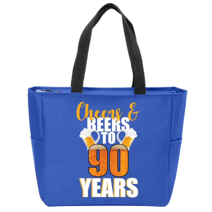 90th Birthday Cheers & Beers To 90 Years Zip Tote Bag