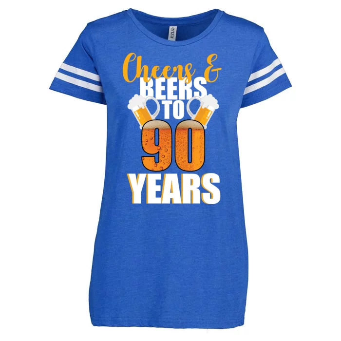 90th Birthday Cheers & Beers To 90 Years Enza Ladies Jersey Football T-Shirt