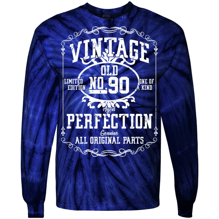 90th Birthday Genuine All Original Parts Tie-Dye Long Sleeve Shirt