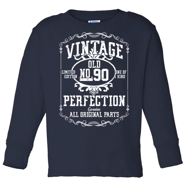 90th Birthday Genuine All Original Parts Toddler Long Sleeve Shirt