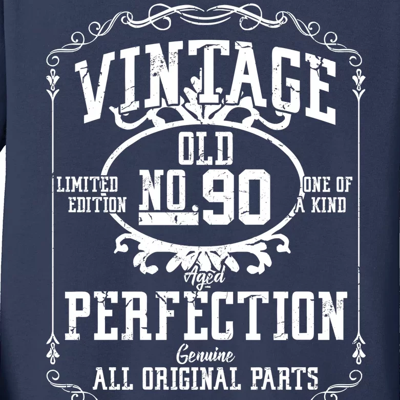 90th Birthday Genuine All Original Parts Kids Long Sleeve Shirt