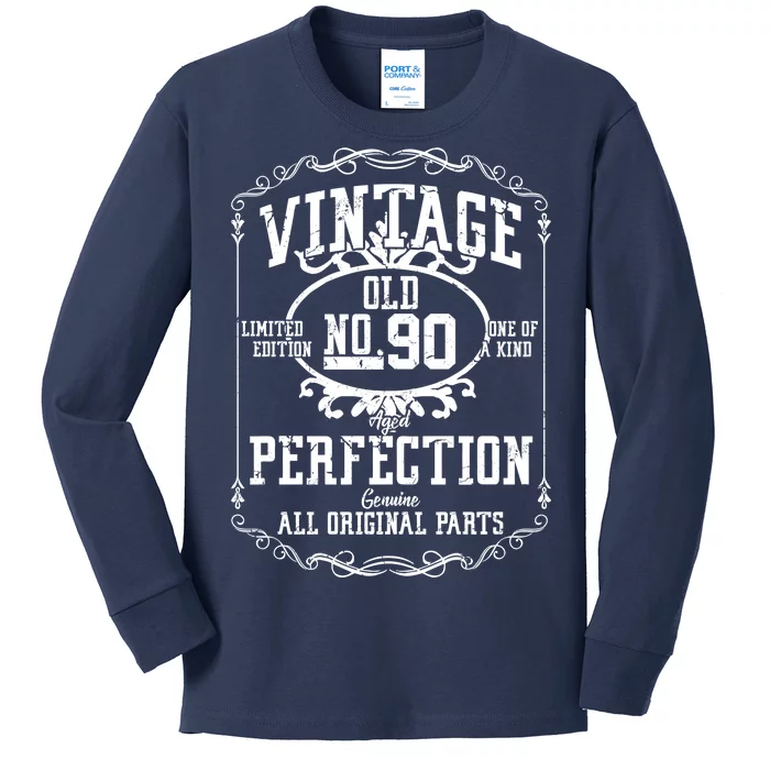 90th Birthday Genuine All Original Parts Kids Long Sleeve Shirt