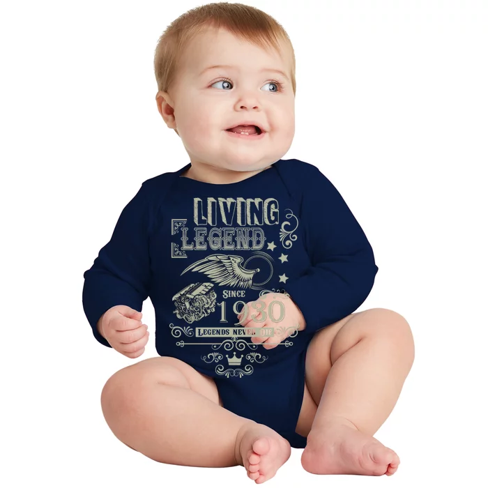 90th Birthday Legend Since 1930 Baby Long Sleeve Bodysuit