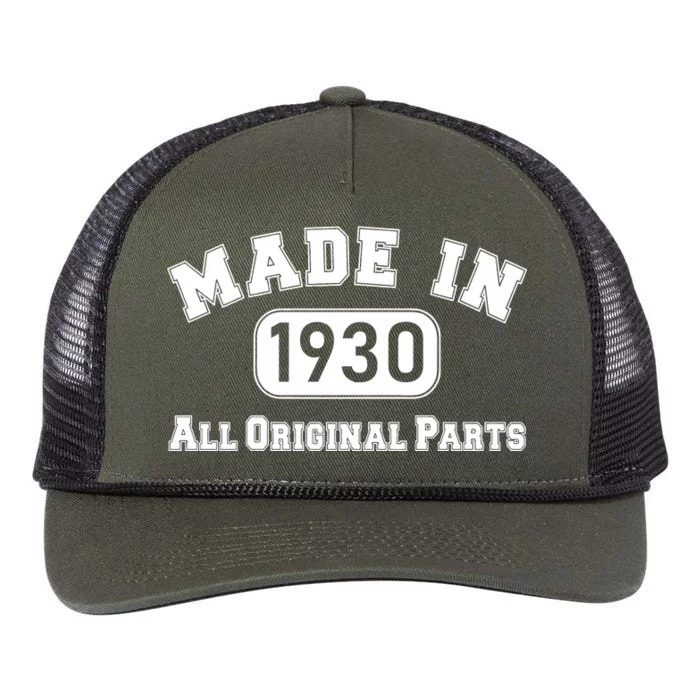 90th Birthday Made In 1930 All Original Parts Retro Rope Trucker Hat Cap