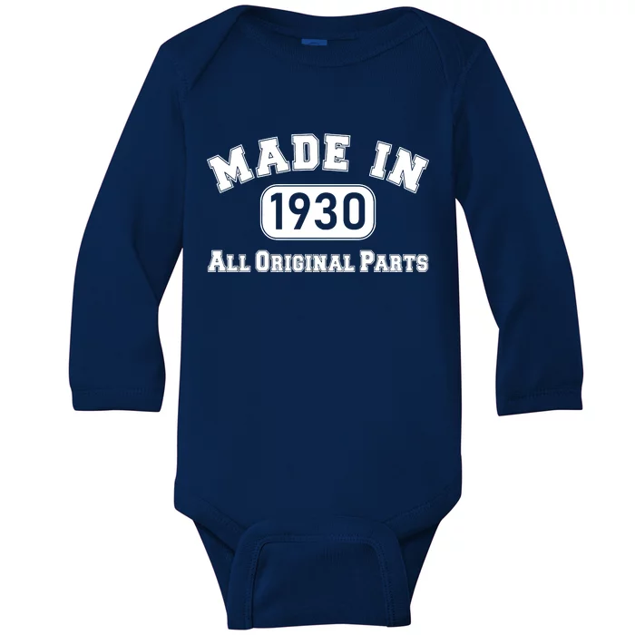 90th Birthday Made In 1930 All Original Parts Baby Long Sleeve Bodysuit